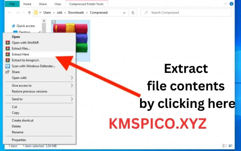 extract KMSpico.rar file in your PC